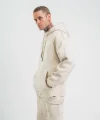 Unisex Double Oversize Kapşonlu Yıkamalı SweatShirt - Krem