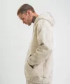 Unisex Double Oversize Kapşonlu Yıkamalı SweatShirt - Krem