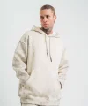 Unisex Double Oversize Kapşonlu Yıkamalı SweatShirt - Krem