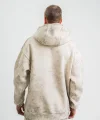 Unisex Double Oversize Kapşonlu Yıkamalı SweatShirt - Krem