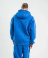 Unisex Double Oversize Kapşonlu Yıkamalı SweatShirt - Mavi