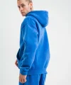 Unisex Double Oversize Kapşonlu Yıkamalı SweatShirt - Mavi