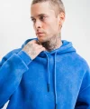 Unisex Double Oversize Kapşonlu Yıkamalı SweatShirt - Mavi