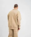 Unisex Double Oversize Patlı Yaka SweatShirt - Bej