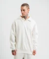 Unisex Double Oversize Patlı Yaka SweatShirt - Beyaz