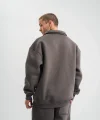 Unisex Double Oversize Patlı Yaka SweatShirt - Füme