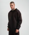 Unisex Double Oversize Patlı Yaka SweatShirt - Kahve