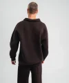 Unisex Double Oversize Patlı Yaka SweatShirt - Kahve