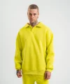Unisex Double Oversize Patlı Yaka SweatShirt - Sarı