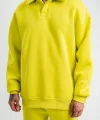 Unisex Double Oversize Patlı Yaka SweatShirt - Sarı