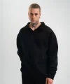 Unisex Double Oversize Patlı Yaka SweatShirt - Siyah