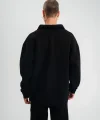 Unisex Double Oversize Patlı Yaka SweatShirt - Siyah