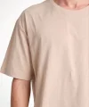 Unisex Düz Biskilet Yaka Oversize T-shirt - Bej
