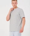Unisex Düz Biskilet Yaka Oversize T-shirt - Gri