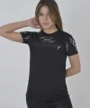 Unisex Göğüs Fermuarlı Baskılı T-Shirt - Siyah