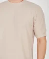 Unisex Jakar Kumaş Rahat Kol T-Shirt - Bej