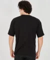 Unisex Jakar Kumaş Rahat Kol T-Shirt - Siyah
