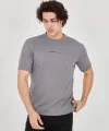 Unisex Jakar Kumaş Slim Fit T-Shirt - Boyalı Gri