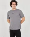 Unisex Jakar Kumaş Slim Fit T-Shirt - Boyalı Gri