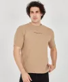 Unisex Jakar Kumaş Slim Fit T-Shirt - Kahverengi
