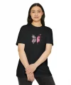 Unisex Kadın Bisiklet Yaka Baskılı T-Shirt - Siyah