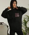 Unisex Kapşonlu Baskılı weetshirt  iyah