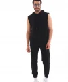Unisex Kapşonlu Kolsuz Eşofman Takımı- Siyah