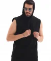 Unisex Kapşonlu Kolsuz Eşofman Takımı- Siyah