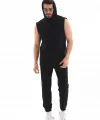 Unisex Kapşonlu Kolsuz Eşofman Takımı- Siyah