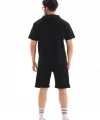 Unisex Kapşonlu Oversize T-Shirt Şortlu Takım - Siyah