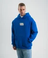 Unisex Kapşonlu Uzun Kol Patchli Nakışlı SweatShirt - Mavi