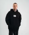Unisex Kapşonlu Uzun Kol Patchli Nakışlı SweatShirt - Siyah