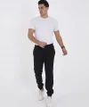 Unisex Kışlık Üç İplik Lastikli Eşofman Pantolon - Siyah