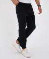 Unisex Kışlık Üç İplik Lastikli Eşofman Pantolon - Siyah