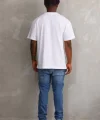 Unisex Kuşgözü Detaylı Baskılı Oversize T-Shirt - Beyaz