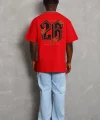 Unisex Oversize Baskılı Bisiklet Yaka T-Shirt - Kırmızı