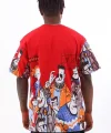 Unisex Oversize Baskılı Bisiklet Yaka T-Shirt - Kırmızı