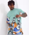 Unisex Oversize Baskılı Bisiklet Yaka T-Shirt - Mint Yeşili