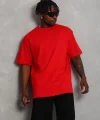 Unisex Oversize Düz Bisiklet Yaka T-Shirt - Kırmızı