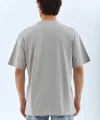Unisex Oversize Taşlı Bisiklet Yaka T-Shirt - Gri