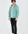 Unisex Tam Fermuarlı Kapşonlu  Hırka - Mint Yeşili