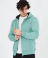 Unisex Tam Fermuarlı Kapşonlu  Hırka - Mint Yeşili