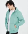 Unisex Tam Fermuarlı Kapşonlu  Hırka - Mint Yeşili