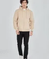 Unisex Tam Fermuarlı Kapşonlu  SweatShirt - Bej