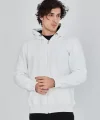 Unisex Tam Fermuarlı Kapşonlu  SweatShirt - Beyaz
