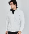 Unisex Tam Fermuarlı Kapşonlu  SweatShirt - Beyaz