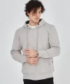 Unisex Tam Fermuarlı Kapşonlu  SweatShirt - Boyalı Gri
