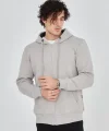 Unisex Tam Fermuarlı Kapşonlu  SweatShirt - Boyalı Gri