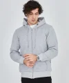 Unisex Tam Fermuarlı Kapşonlu  SweatShirt - Gri