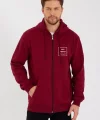 Unisex Tam Fermuarlı Kapşonlu Özel Tasarım SweatShirt - Bordo